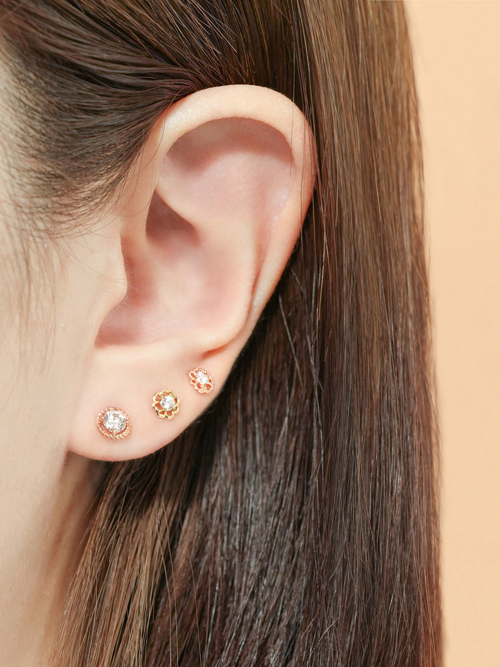 [0.8mm]14K 인터널 모이사나이트 다이아 팬지 라블렛 피어싱 귀걸이 이미지 8
