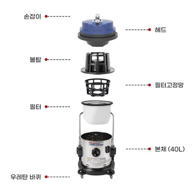 40L 흡입력좋은업소용청소기 건습식 영업용 매장 공장청소기 이미지 6