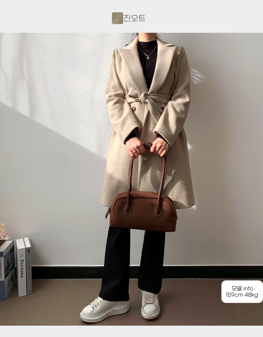 [누빔버전추가] 핏좋은 키작녀롱코트 누빔코트 더블코트 울 여성 겨울 가을 블랙 하객룩 상세 이미지 40