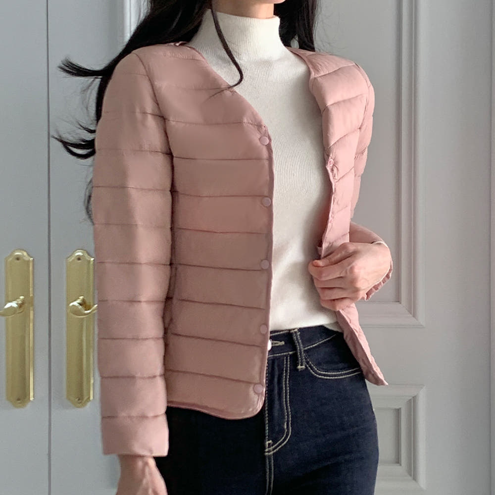 여성 경량 패딩 핑크