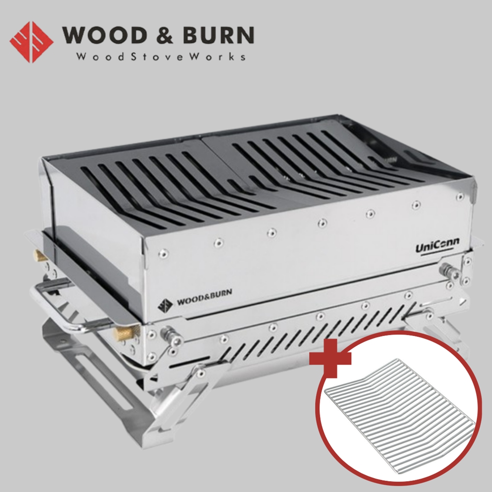 우드앤번 유니콘 파이어핏 M 스텐그릴 세트 캠핑 화로대 숯불 장작 불멍 휴대용 접이식