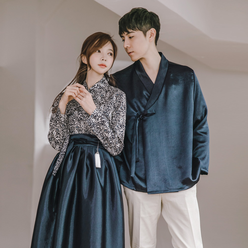 로화 곤색 저고리 남여공용 커플 남자 한복반티