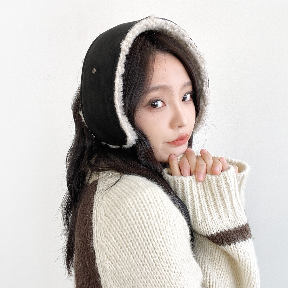 핀 무스탕 양면 리버시블 뽀글이양털 귀도리 남자 여자 겨울 방한 머플러 털 귀마개