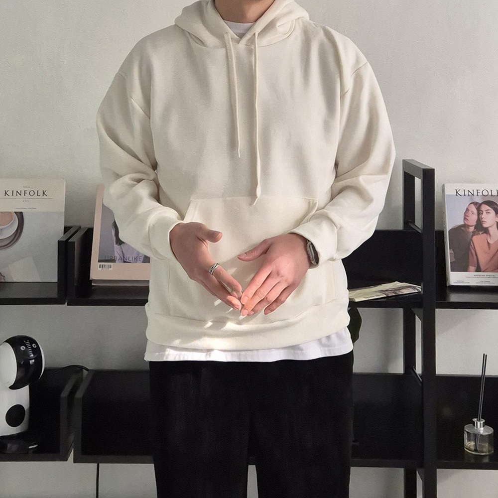 남자 기모후드티 오버핏 빅사이즈 커플 남성 후드티 - 상세 이미지 4