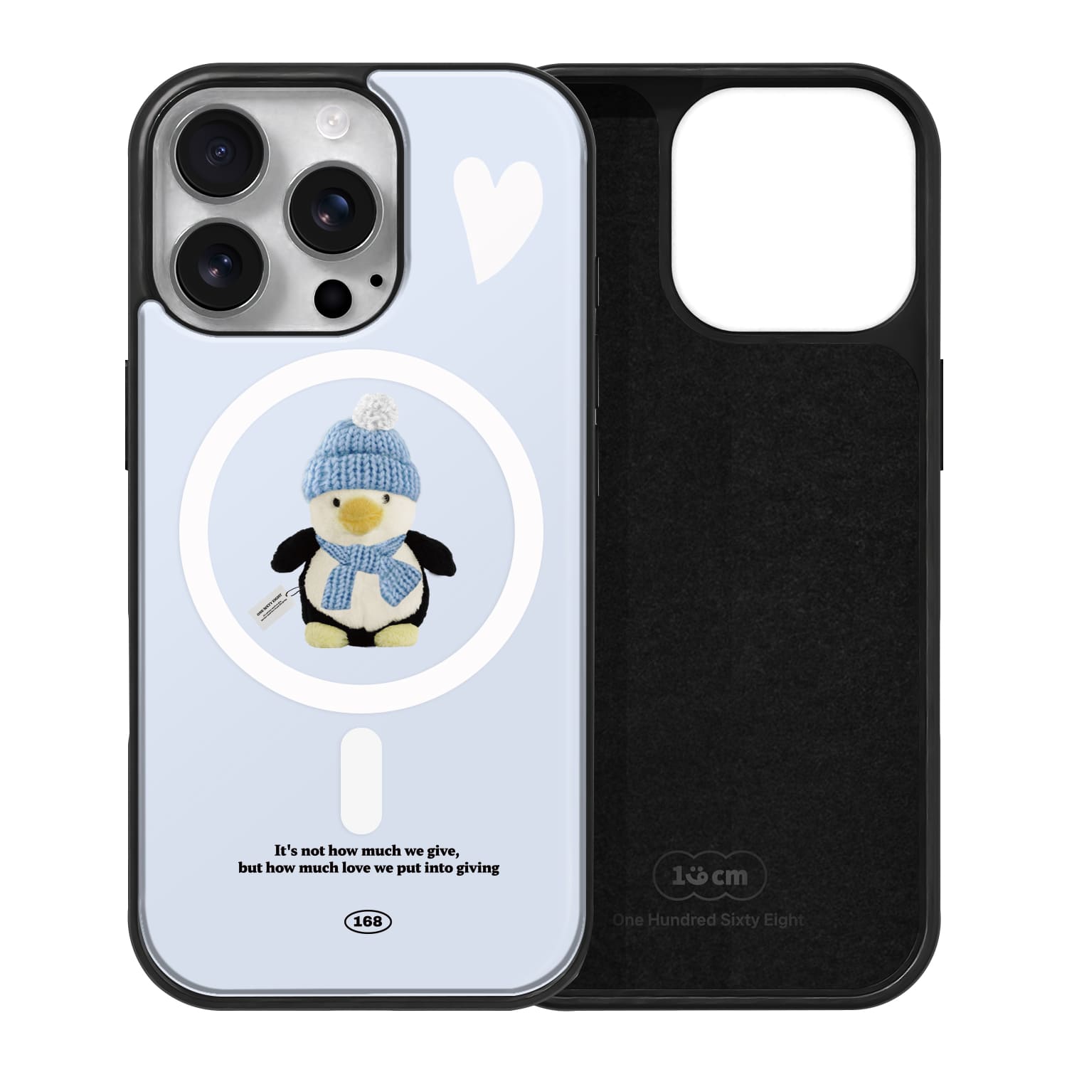 아이폰16 프로 맥세이프 케이스 커플 스웨이드 라벨 펭구 블루 - 상품 이미지