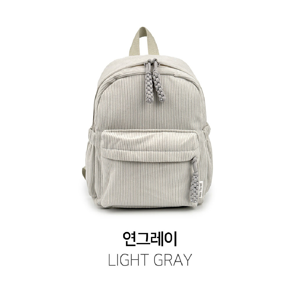 가벼운 골덴 코듀로이 귀여운 미니 백팩 엄마 나들이 외출 여행 가을 겨울 작은 백팩 가방 - 상세 이미지 3