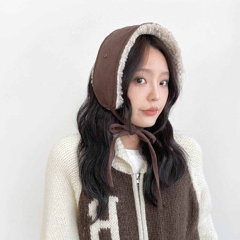핀 무스탕 양면 리버시블 뽀글이양털 귀도리 남자 여자 겨울 방한 머플러 털 귀마개 - 상세 이미지 4
