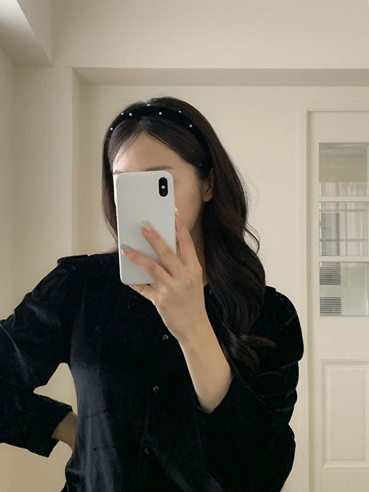 [자체제작] 클래식 펄 헤드밴드 (슬림) - 볼륨 진주 얇은헤어밴드 귀안아픈머리띠 - 상세 이미지 2