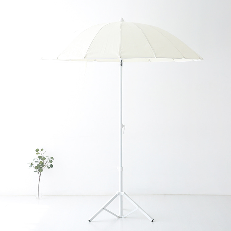 INSIA 파라솔 베이지 + 캠폴 야외 접이식테이블 4인세트 의자일체형