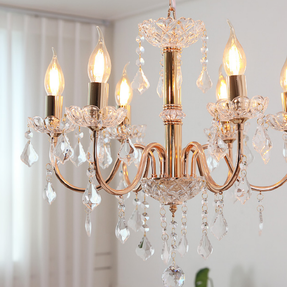 엘레강스 샹들리에 6등 500 골드 샹제리제 북유럽 크리스탈 거실조명