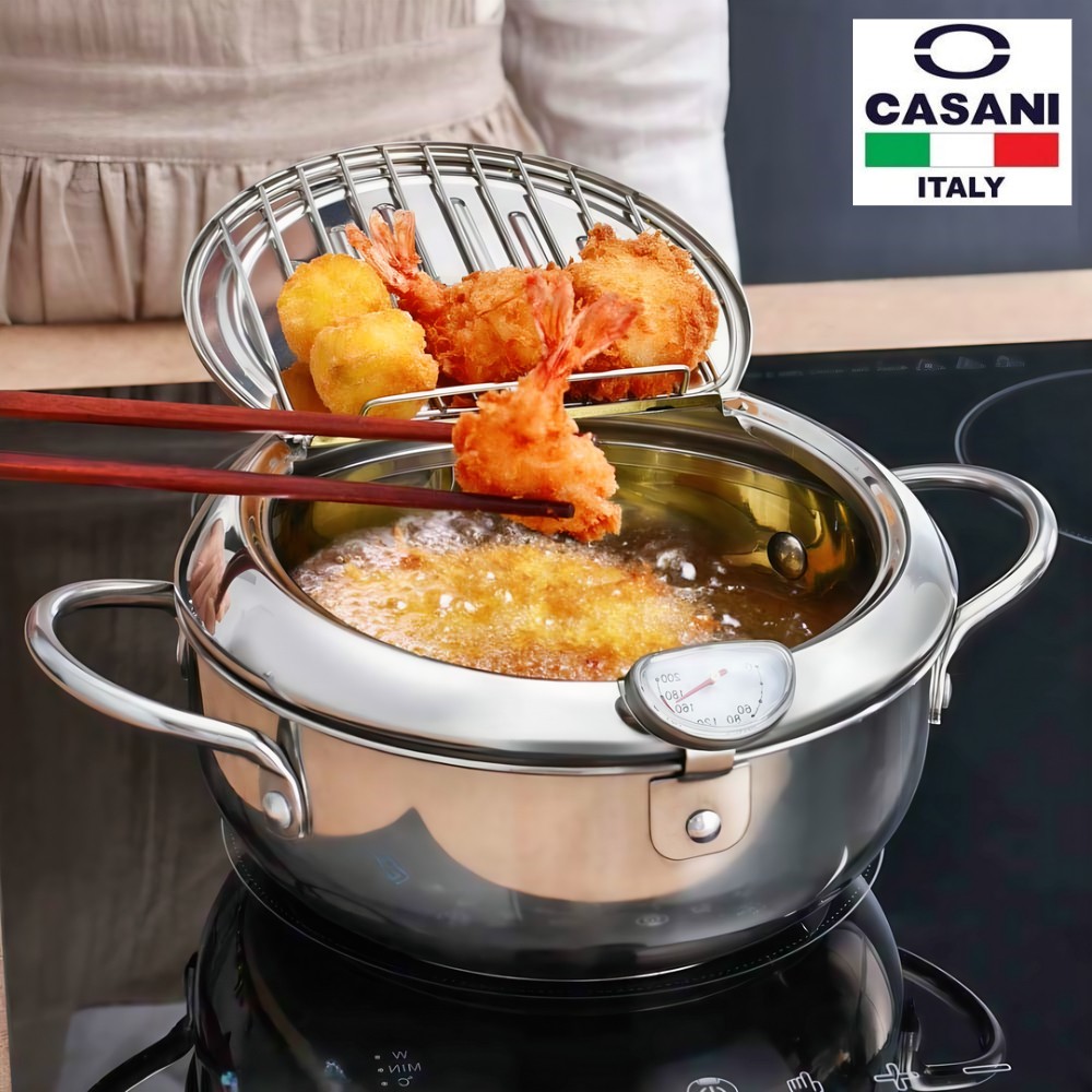 까사니 스텐 IH인덕션 튀김냄비 2.2L 소형 가정용 미니 캠핑