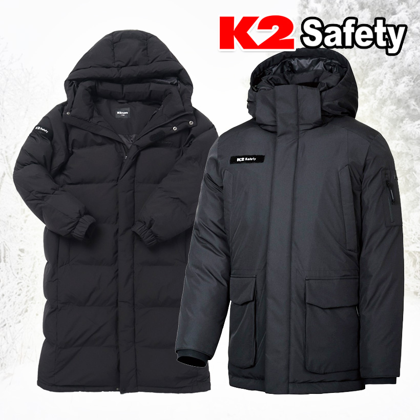 K2 세이프티 남성겨울작업복점퍼 아빠 방한패딩잠바 롱패딩 현장작업용패딩 배달 동계야상돕바 상품 이미지