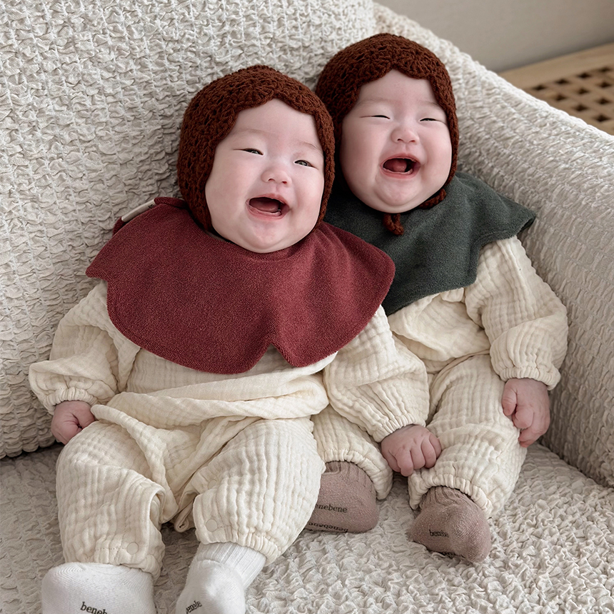 바니블라썸 턱받이 아기 빅라운드테리 테리빕 유아 턱받이 두겹 페일블루 국내제작