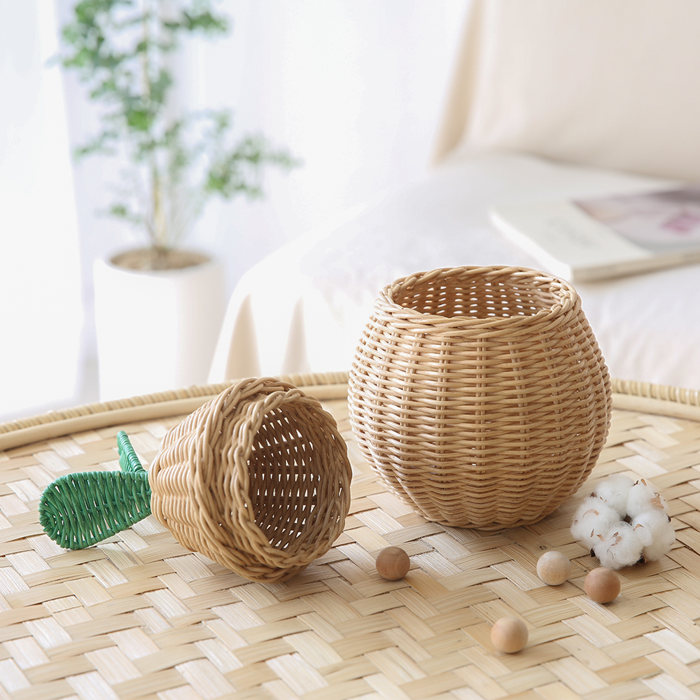 라탄 서양배 수납 장난감바구니 바스켓 정리 라탄트레이 원형 옷 과일 소