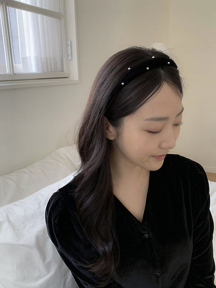 [자체제작] 클래식 펄 헤드밴드 (슬림) - 볼륨 진주 얇은헤어밴드 귀안아픈머리띠
