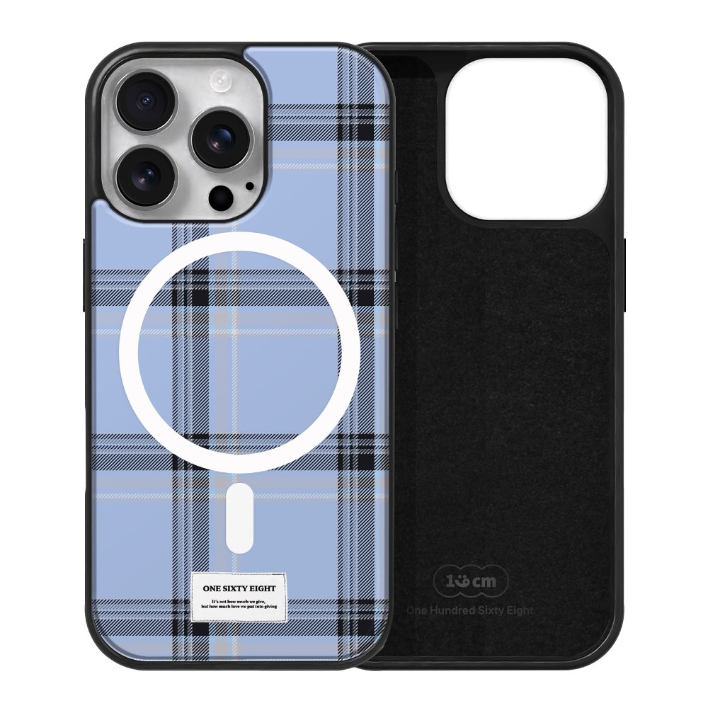 아이폰16 프로 케이스 맥세이프 커플 스웨이드 데이브레이크 체크 - 상품 이미지