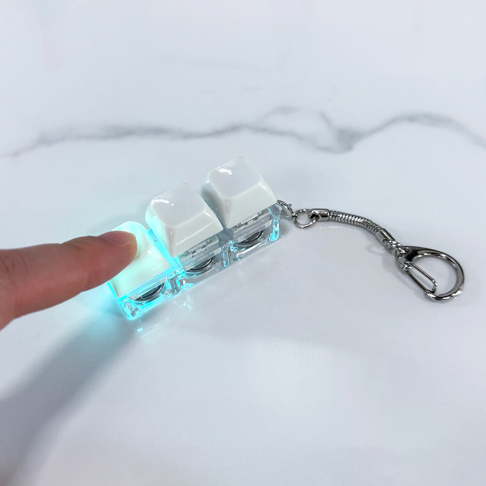 LED 키캡 열쇠고리 키링 스위치 딸깍이 선물 차키키링 화이트 3구 - 상품 이미지