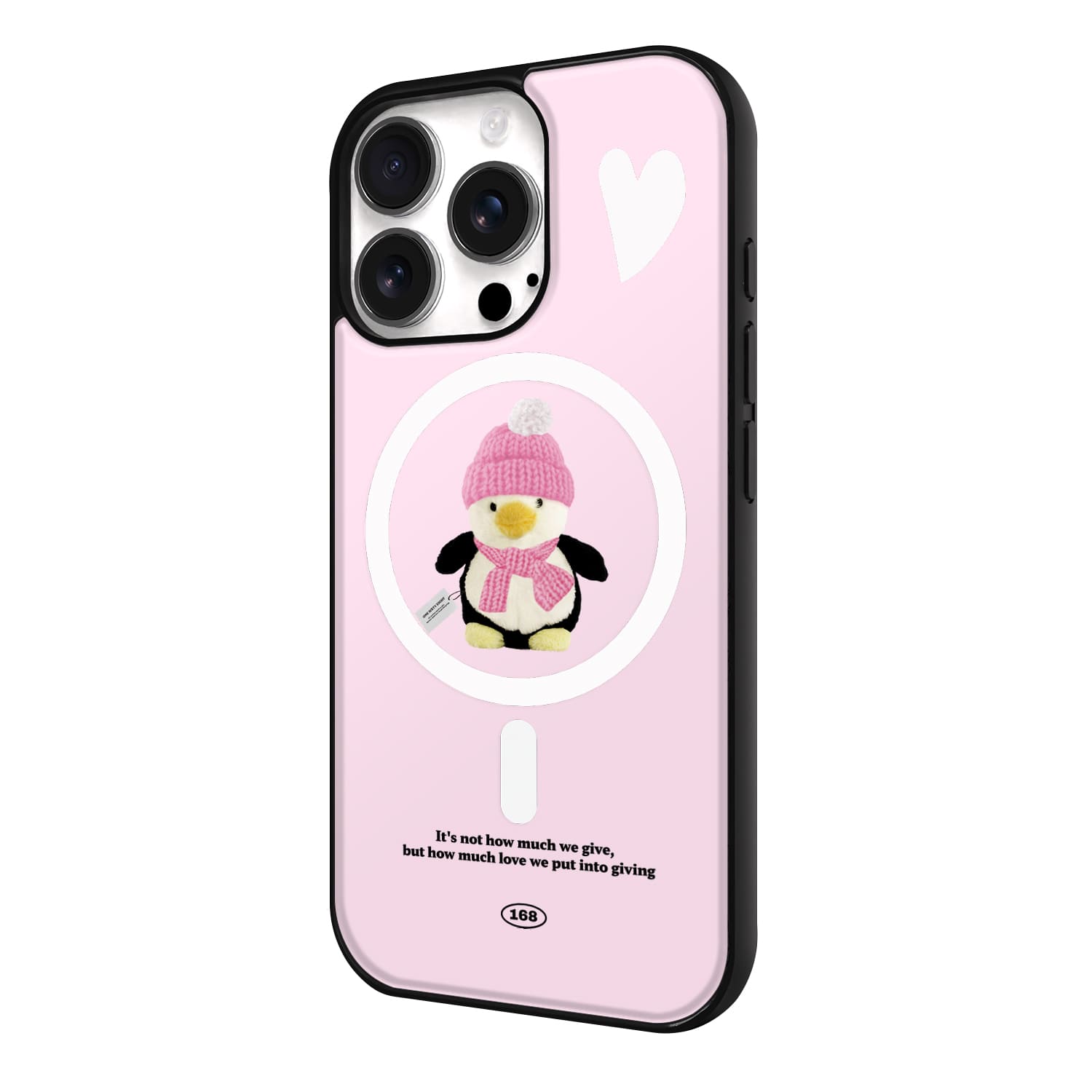 아이폰16 프로 케이스 맥세이프 우정 스웨이드 라벨 펭구 핑크 - 상세 이미지 3