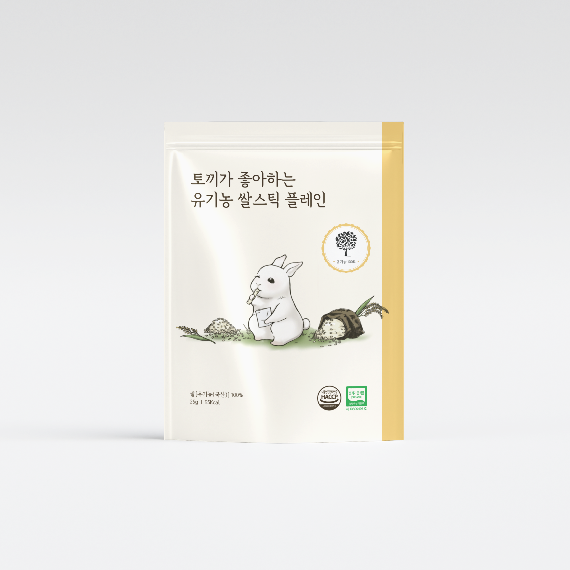 [14:00 이전 주문 당일 출고] [앨리스] 토끼가 좋아하는 유기농 쌀스틱 아이 간식 떡벙 쌀과자 롱스틱 백미, 25g, 1개