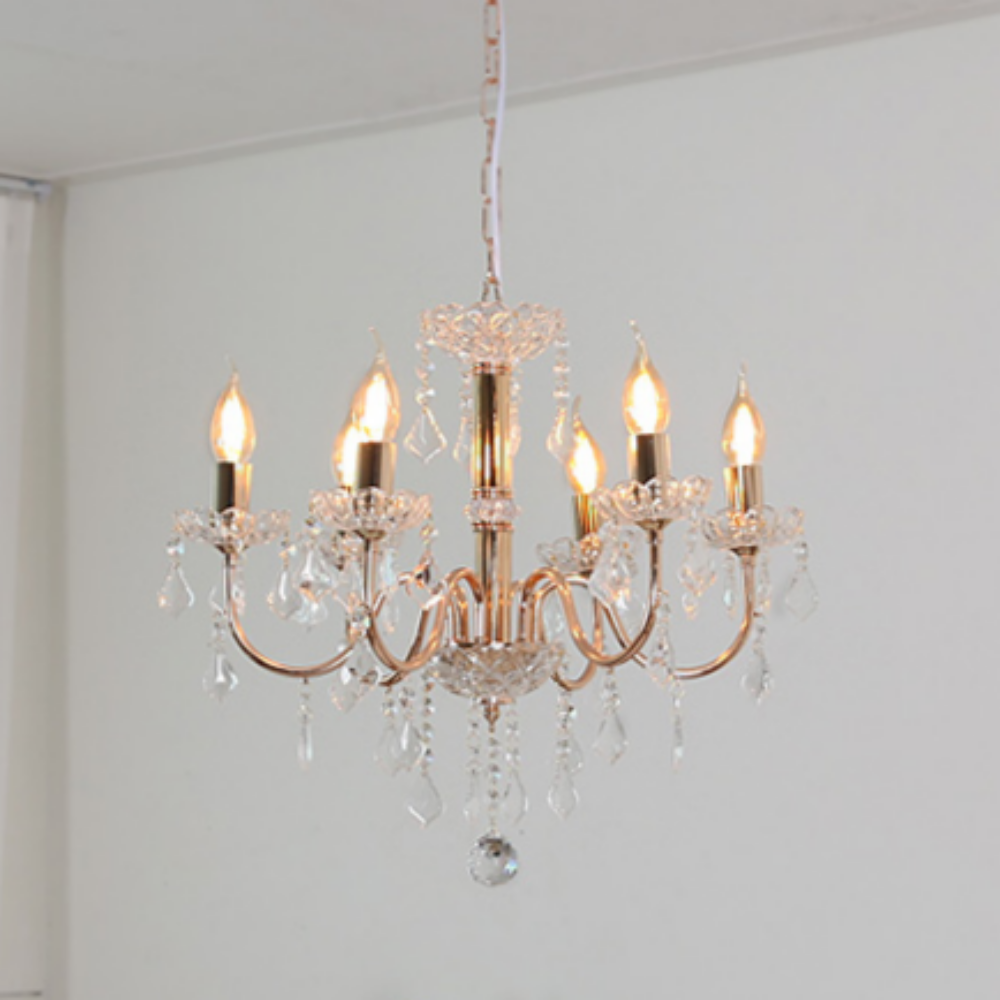 엘레강스 샹들리에 6등 500 골드 샹제리제 북유럽 크리스탈 거실조명
