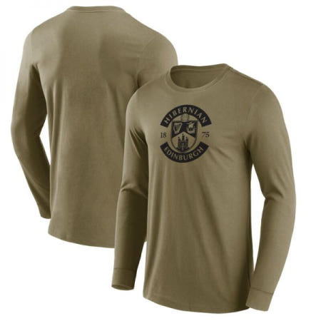 [해외]하이버니안 모노 로고 그래픽 긴팔 티셔츠 상의 유니폼 저지 - 카키 남성용