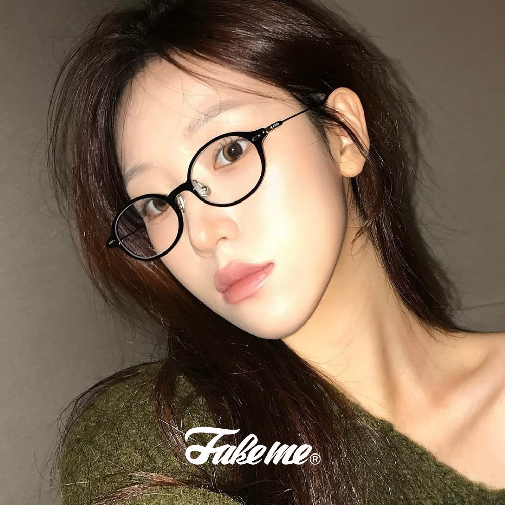 페이크미 안경 케이트 KATE BSV 블랙 실버 여자 오벌형 티타늄 뿔테 안경테 - 상품 이미지