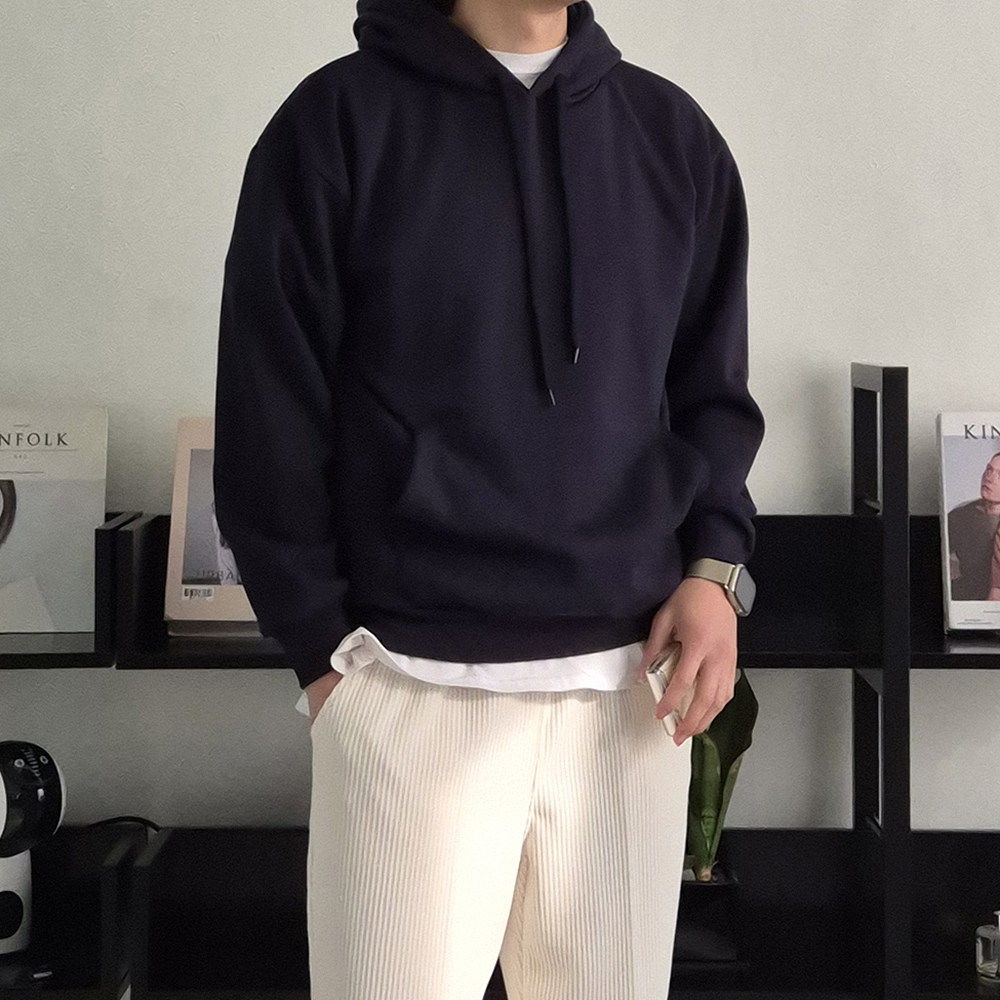 남자 후드티 빅사이즈 오버핏 커플 남성 기모 후드티 - 상세 이미지 4