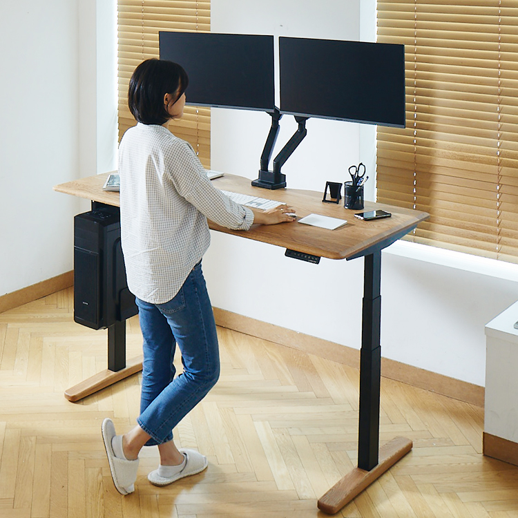 루나랩 모션데스크 오크 PRO 1200mm 고급 원목 전동 높이조절 책상