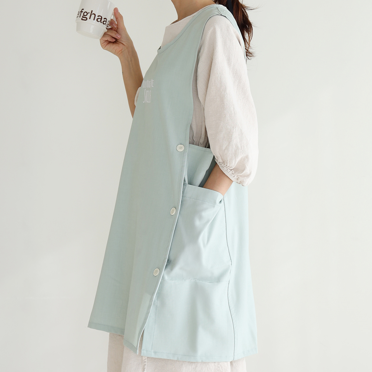 [미소쌤] 스마일 앞치마 보육교사 어린이집 원피스 빅사이즈 카페 미용