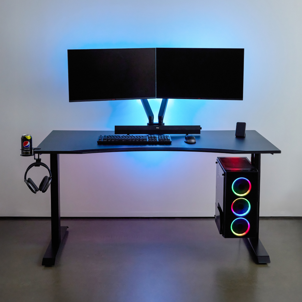 루나랩 게이밍 책상 카본 파이버 패턴 커브 블랙 1200mm