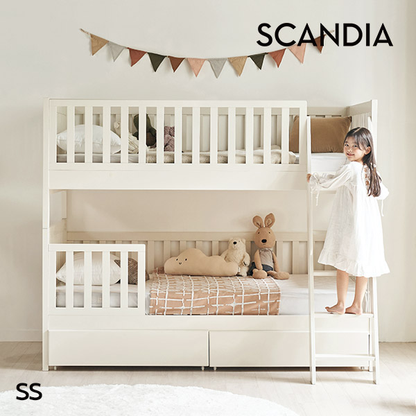 스칸디아 시몬 프리미엄 원목 분리형 어린이 이층침대(100T 매트리스+150T 매트리스)+서랍 2EA