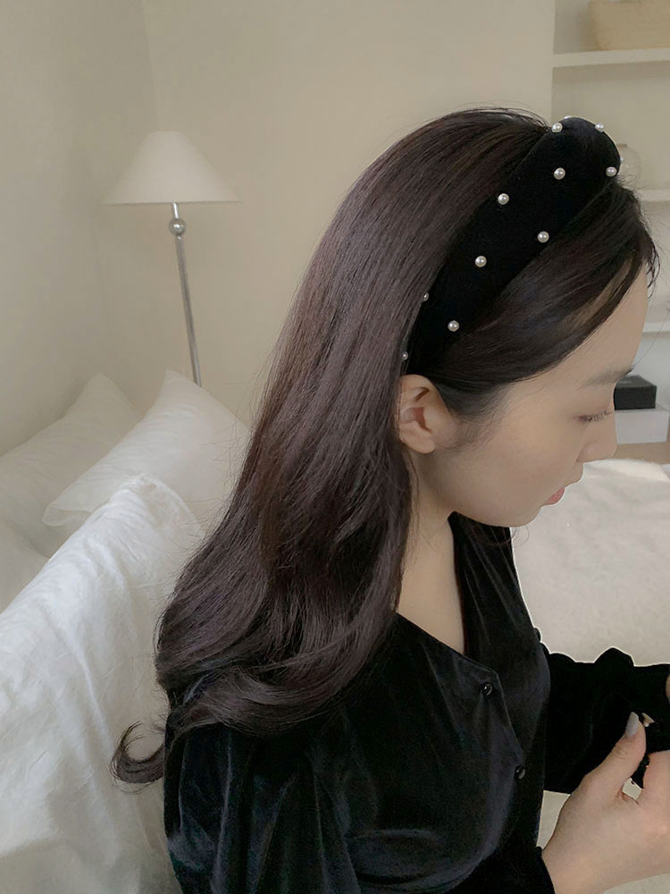[자체제작] 클래식 펄 헤드밴드 (와이드) - 볼륨 진주 고급헤어밴드 귀안아픈머리띠 - 상세 이미지 2