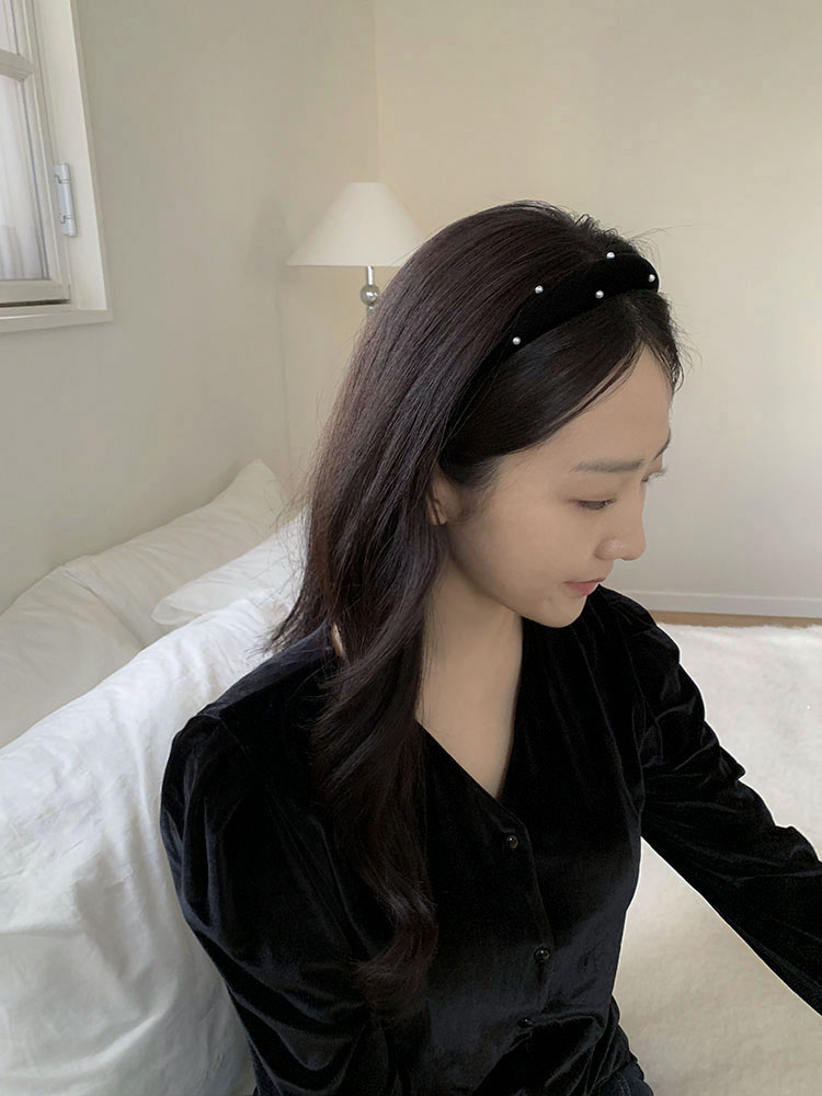 [자체제작] 클래식 펄 헤드밴드 (슬림) - 볼륨 진주 얇은헤어밴드 귀안아픈머리띠 - 상세 이미지 3