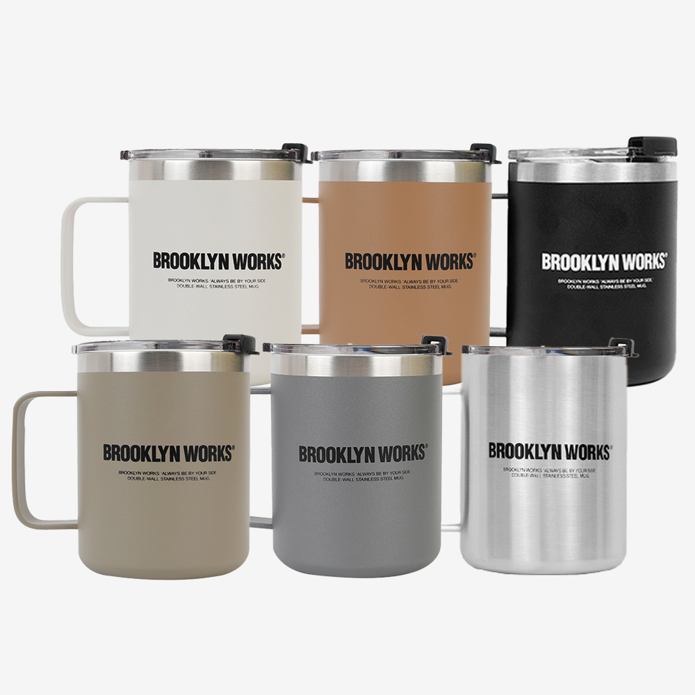 브루클린웍스 스테인리스 더블월 머그 355ml 캠핑 컵 등산 잔 스텐 뚜껑포함