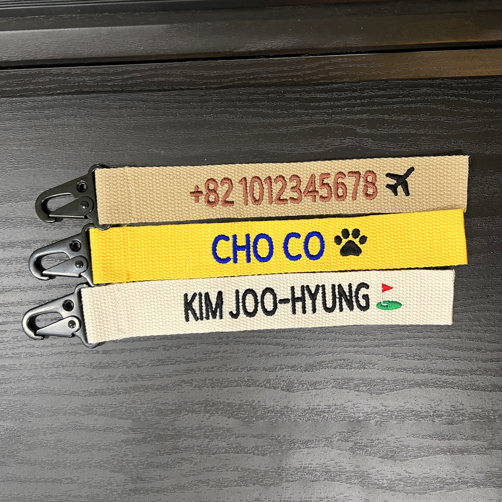컬러 자수 네임택 국산 웨빙끈 캐디백 이름표 이니셜 골프 가방 보스턴백 자수 키링 이미지 2