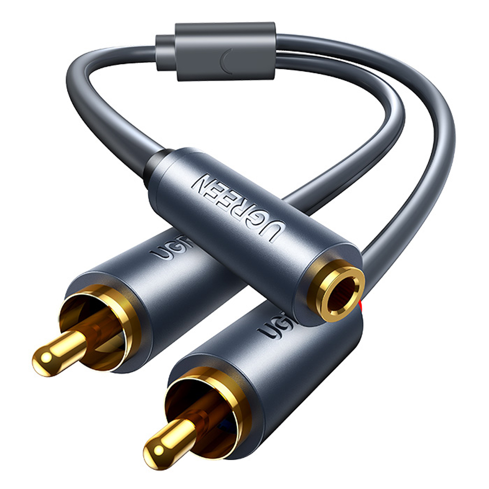 유그린 금도금 단자 3.5mm Female to 2 RCA 오디오 케이블 AV102-G