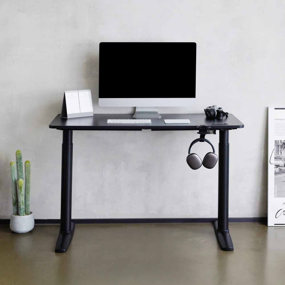 루나랩 높이조절 스탠딩 책상 높낮이조절 싱글 모터 라운드 모션데스크 블랙 1200