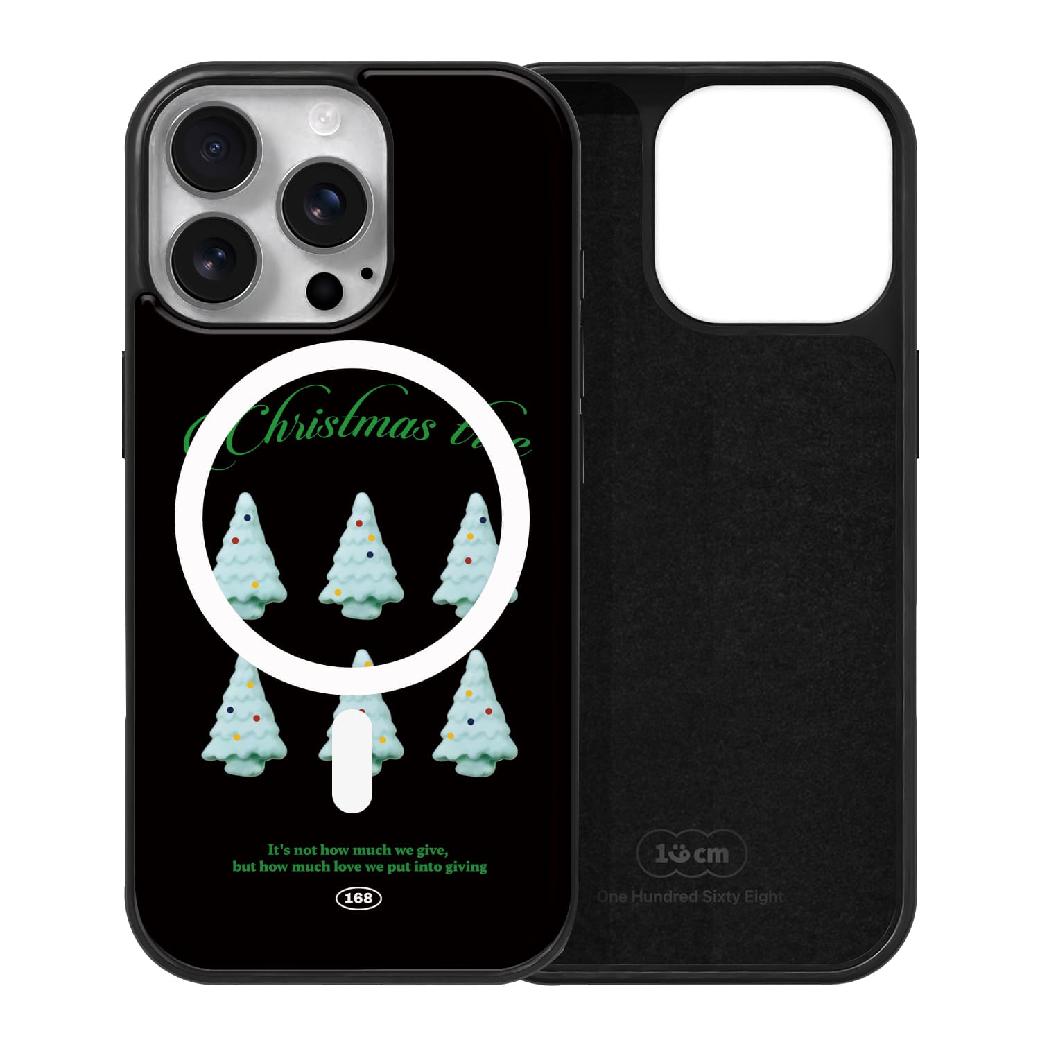 아이폰16 프로 케이스 하드 스웨이드 그린 크리스마스 트리 - 상품 이미지