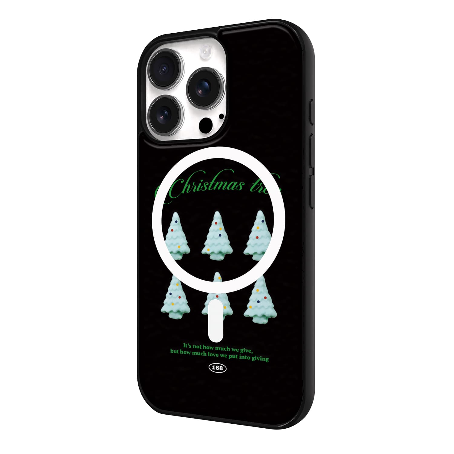아이폰16 프로 케이스 하드 스웨이드 그린 크리스마스 트리 - 상세 이미지 3