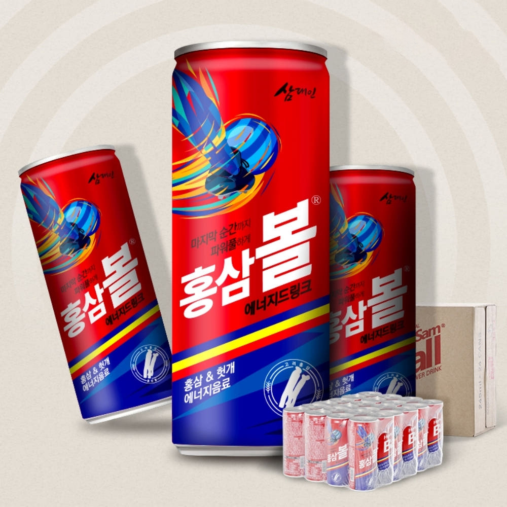 삼대인 홍삼볼 에너지드링크 1박스(24캔) 홍삼농축액 헛개나무 타우린 에너지음료 - 메인 이미지