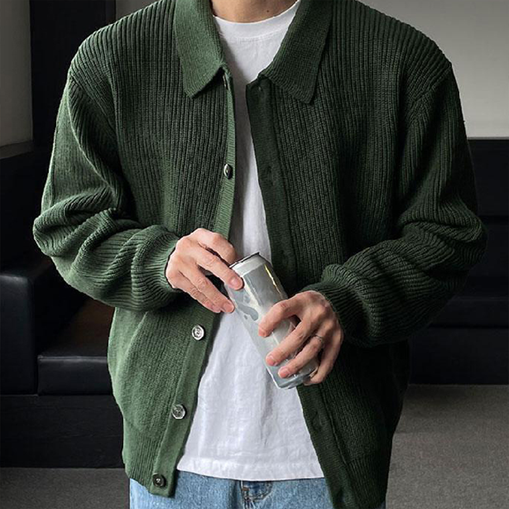 남자 가디건 남성 캐쥬얼 20대 카라넥 간절기 대학생 단추 무지 기본 가을 봄 겨울 여름 - 상품 이미지