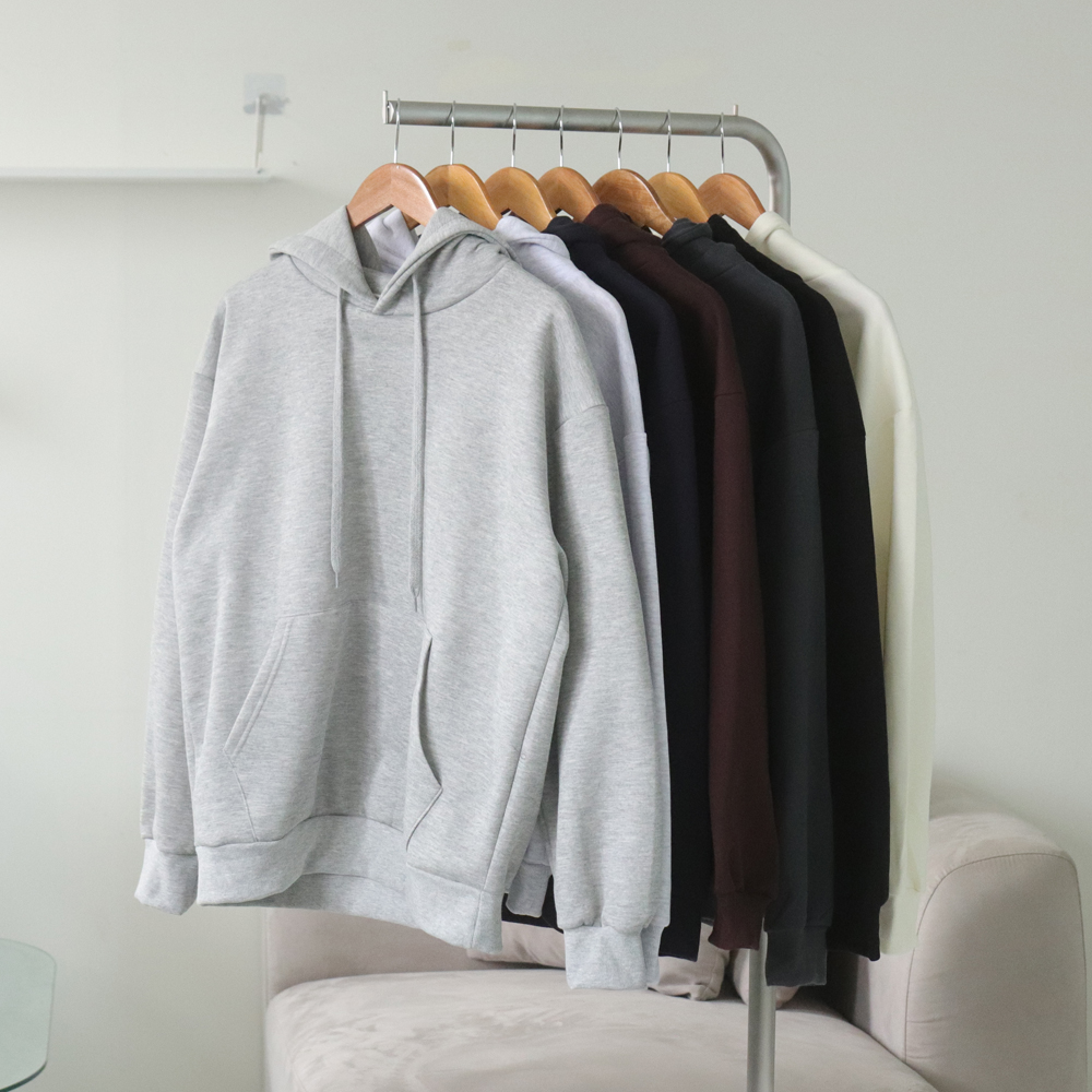 1+1 남자 기모 후드티 오버핏 커플 후드 맨투맨