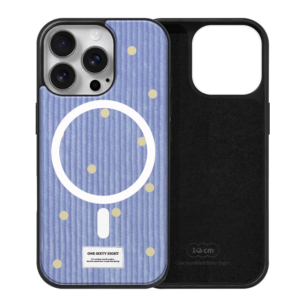 아이폰16 프로 맥세이프 케이스 하드 스웨이드 옐로우 도트 패턴 - 상품 이미지