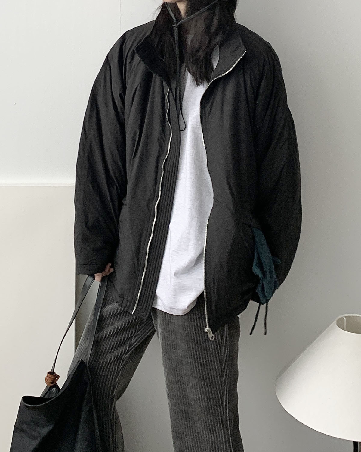 클라우드 패딩 오버핏 가벼운 포근 하프 점퍼 웨어링무드 (2c) - 상세 이미지 5