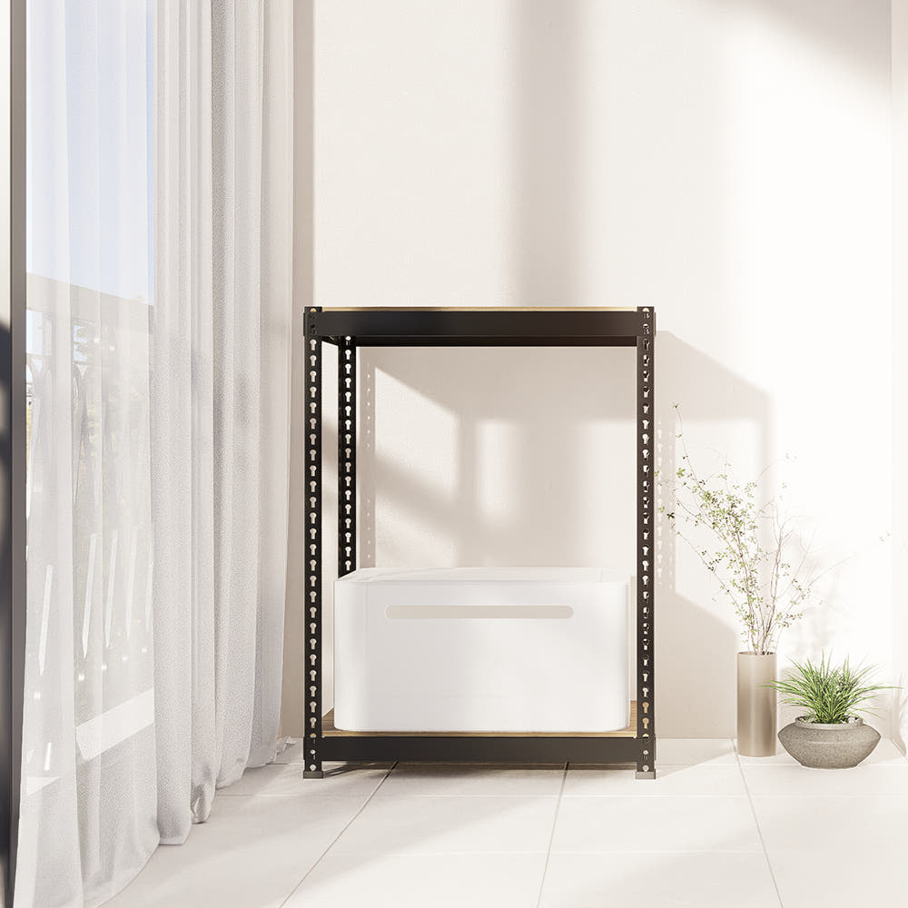 폴던스랙을 이용해 아기 장난감을 수납한 사진