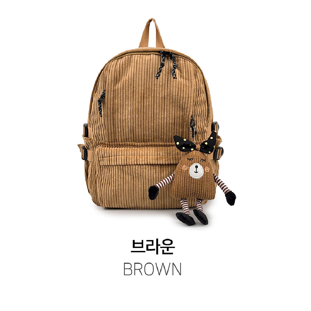 가벼운 골덴 코듀로이 백팩 대학생 직장인 여성 엄마 나들이 외출 가을 겨울 백팩 가방 - 상세 이미지 4