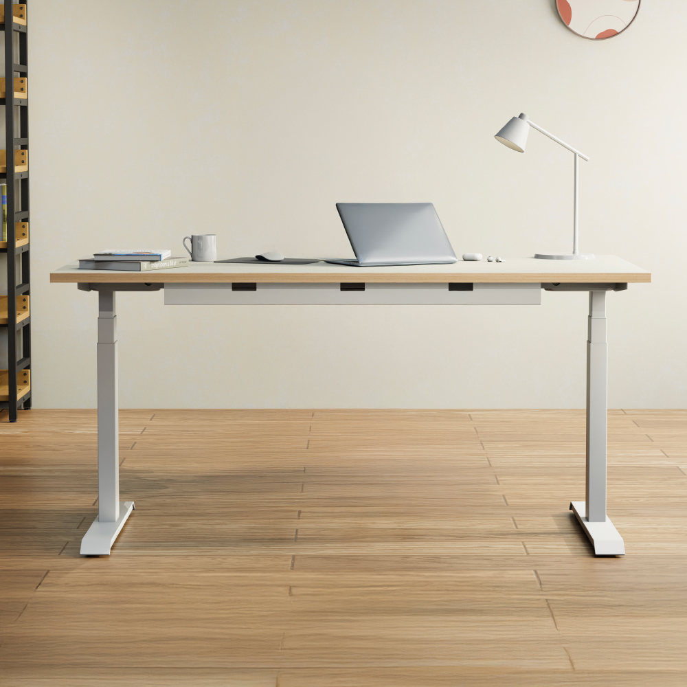 루나랩 모션데스크 높이조절책상 스탠딩 듀얼모터 화이트 우드 엣지형 화이트 1200