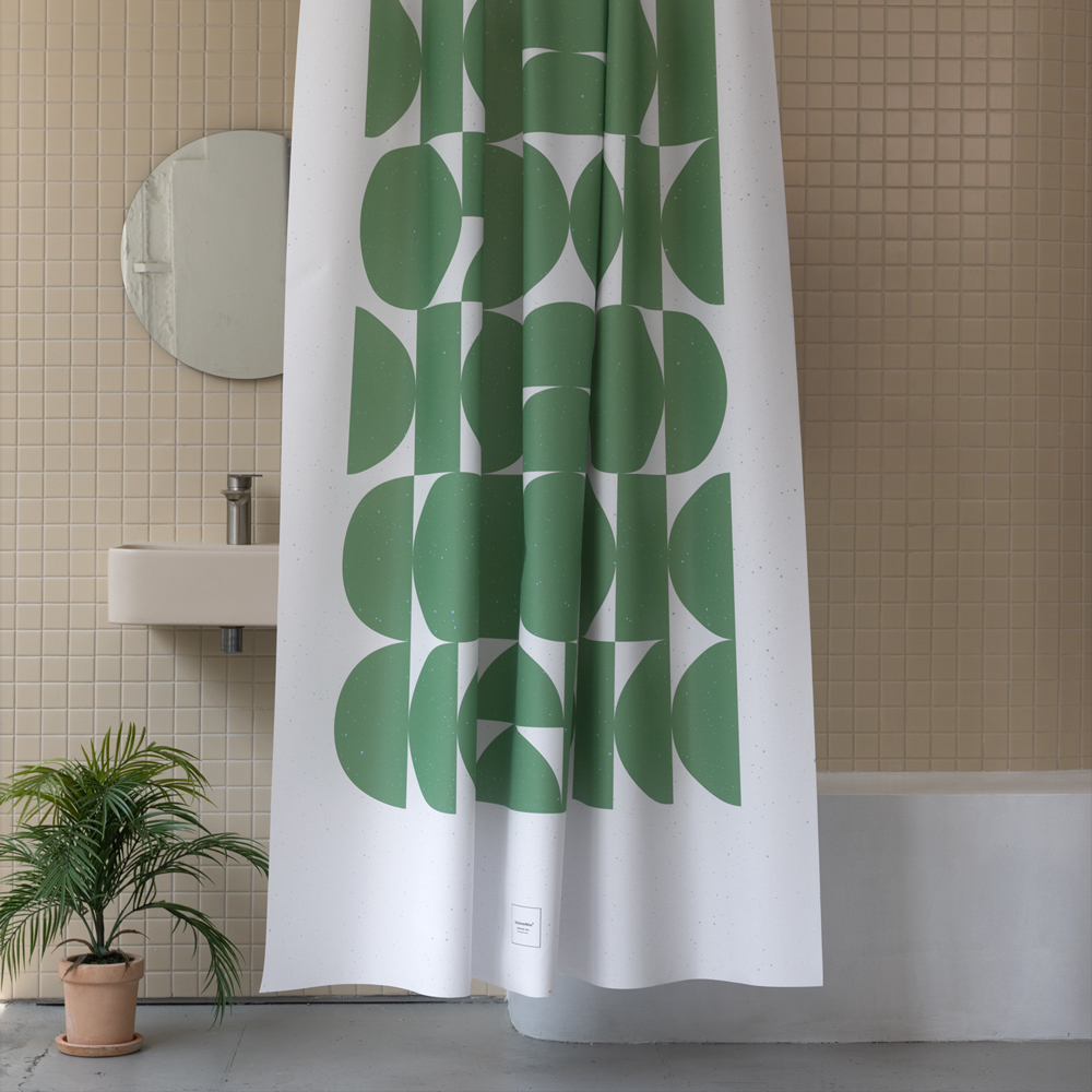 원세븐나인 패브릭 샤워커튼 레트로플로-그린 M