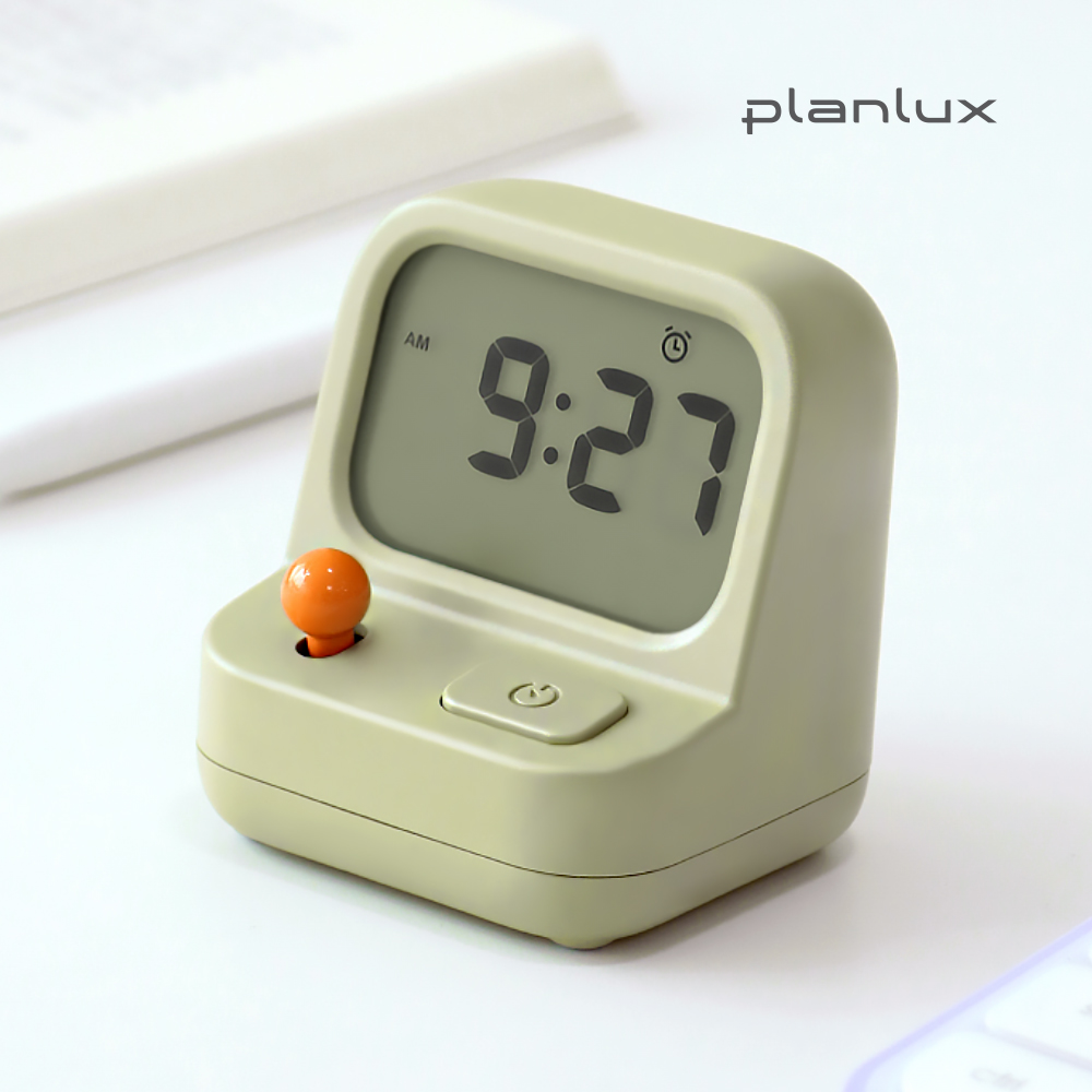 플랜룩스 게임보이 야광 전자 탁상시계 건전지 캐릭터 귀여운 알람시계