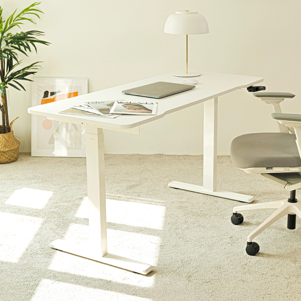 루나랩 높이조절 스탠딩 책상 높낮이조절 수동 모션데스크 화이트 1200
